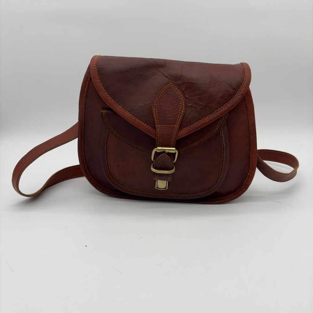 firu handmade Women's Vintage Style Genuine Brown Leather Crossbody Satchel Bag
